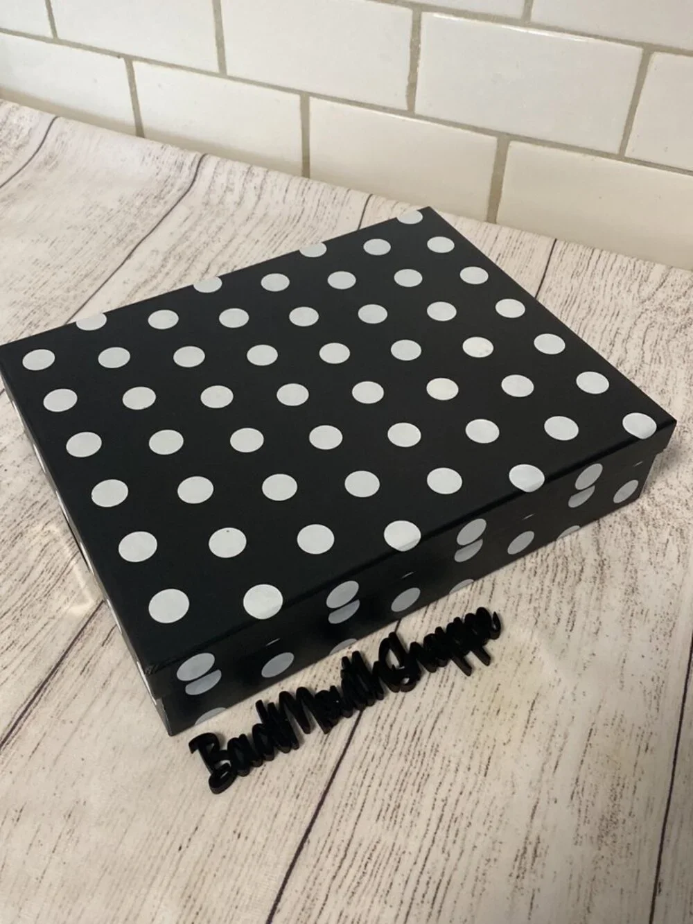 Black and White Vintage Inspired Polka Dot Photo Storage or Display Box